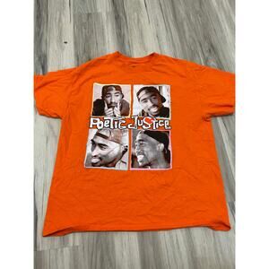 Philcos Poetic Justice Tupac Shirt Mens XL Orange Graphic Print Short Sleeve